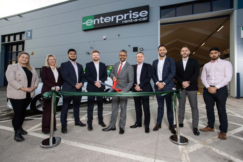 Vaughan Gething (middle - Member of the Welsh Parliament for Cardiff South and Penarth) at the opening of the Cardiff West location with members of the Enterprise team